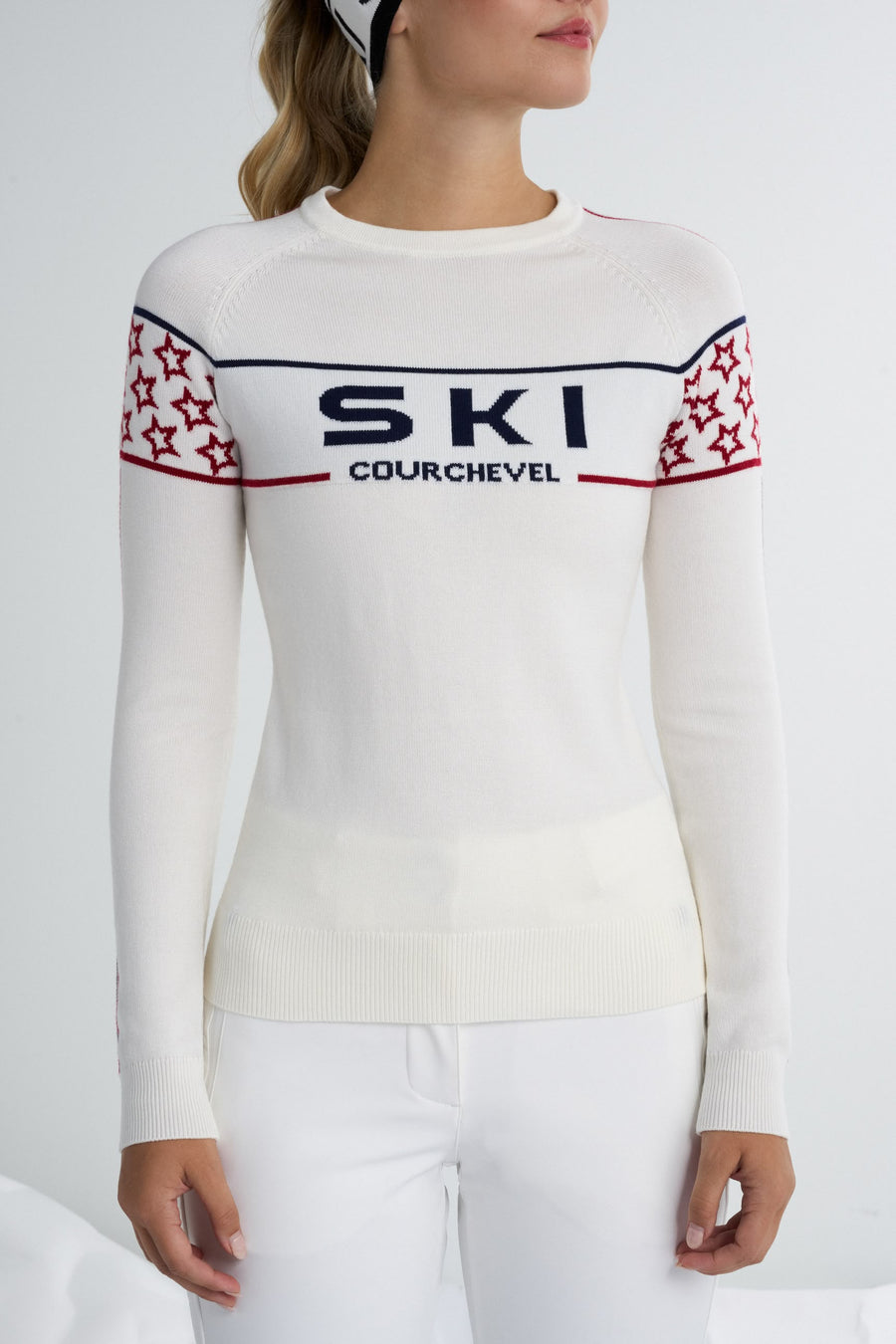 Alpes Crew Neck Sweater · White/Blue
