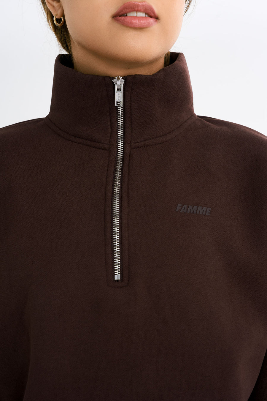 Half Zip Sweater · Brown