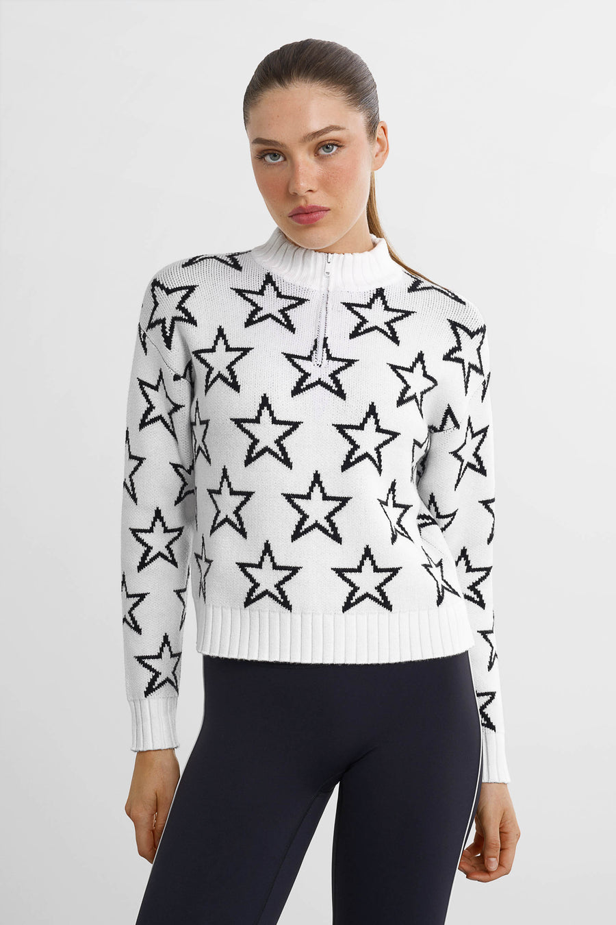Chunky Knit Star Sweater · White/Black