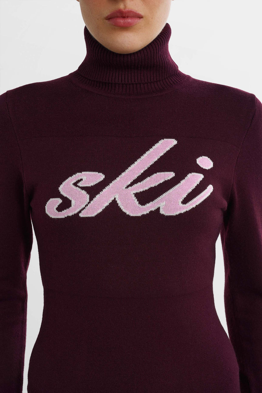 Retro Ski Sweater · Bordeaux/Pink