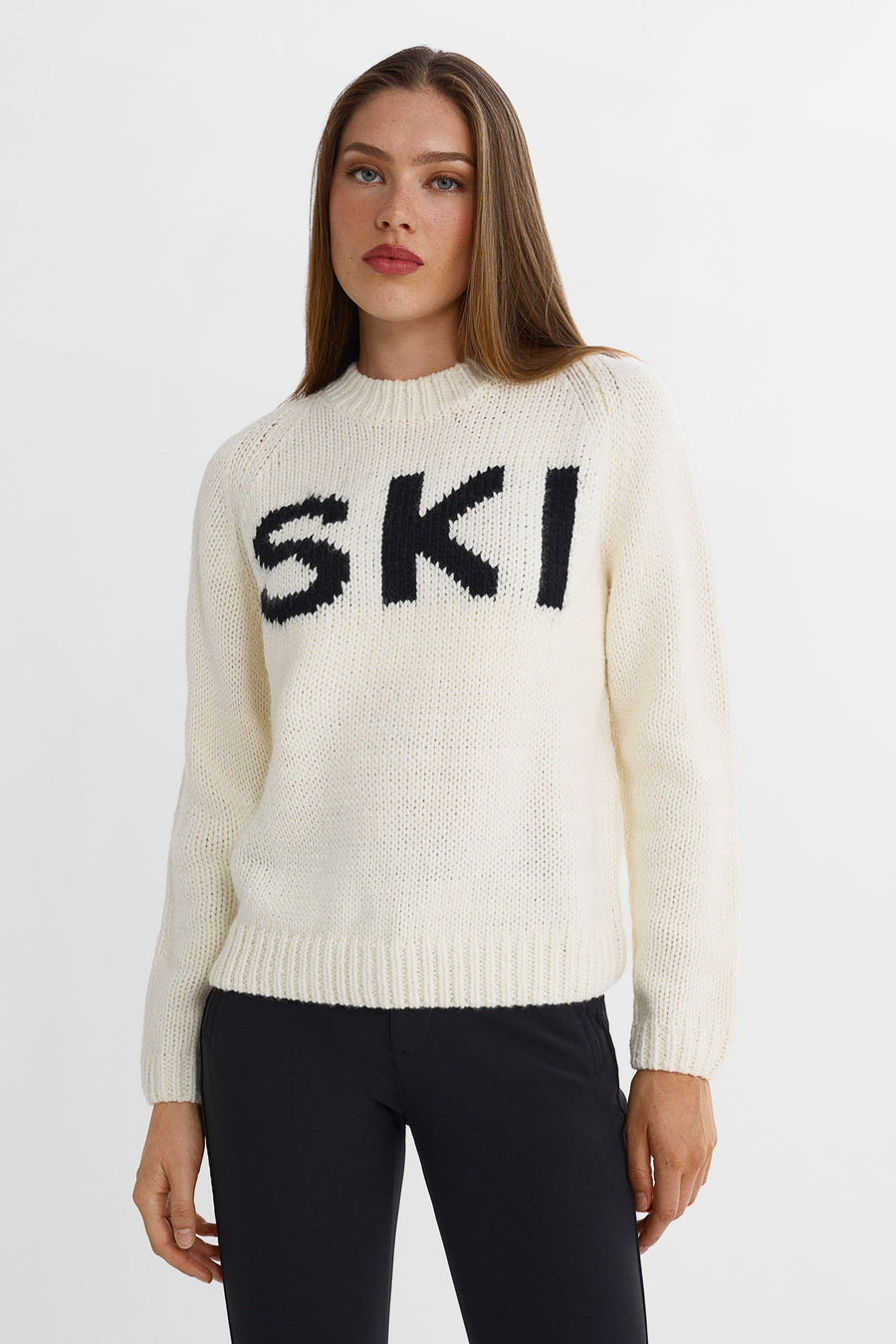 SKI Chunky Knit Sweater · White/Black